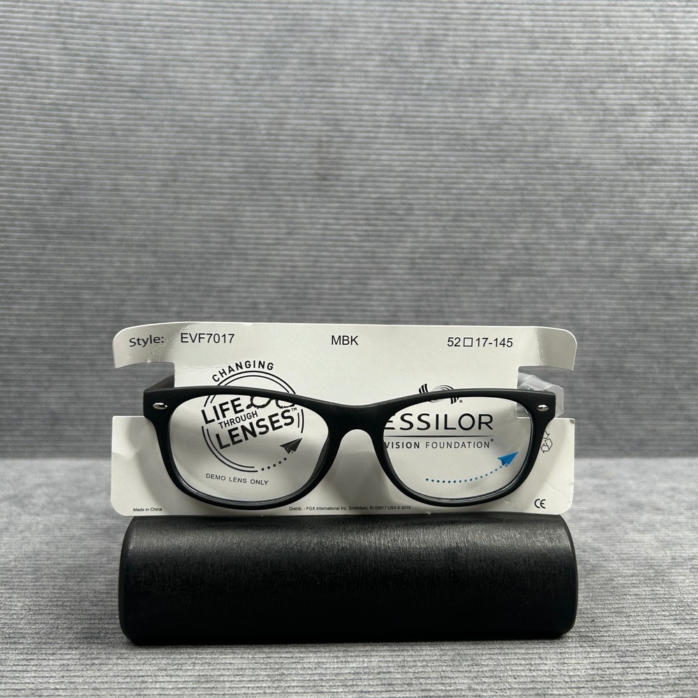 Essilor EVF7017 Y2K Matte Black Rectangular Eyeglass Frames 52-17-145 MBK